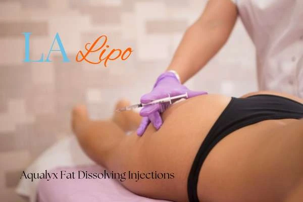 Woman having fat dissolving injections Godalming on thighs