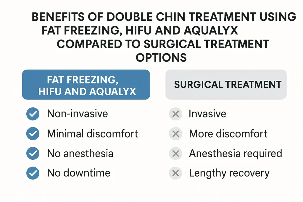 Graphic about the benefits of double chin treatment Godalming - from LA LIPO