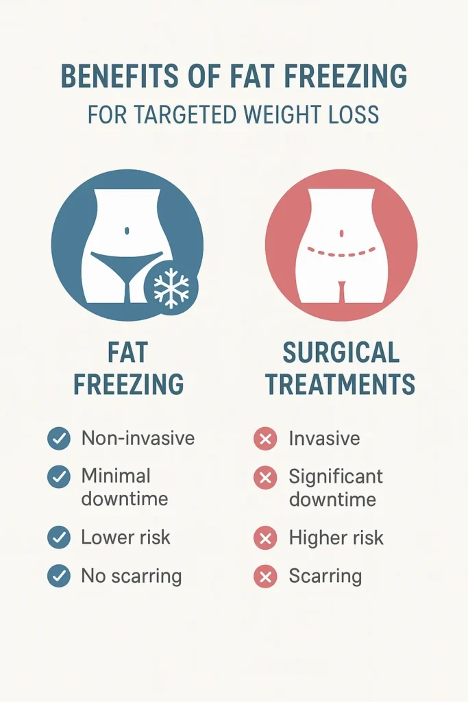 graphic showing the benefits of fat freezing Godalming