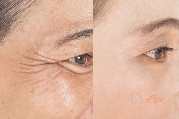 Before and after results of woman - HI-fu wrinkles reduction treatment Godalming