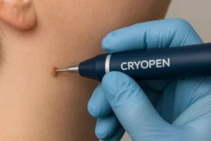 Person receiving skin tag removal Godalming